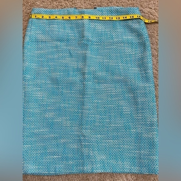 TALBOTS teal and White size 4 pencil skirt vintage - Picture 5 of 9